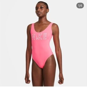 NIKE Low Back Neon Pink Swimsuit Size Large